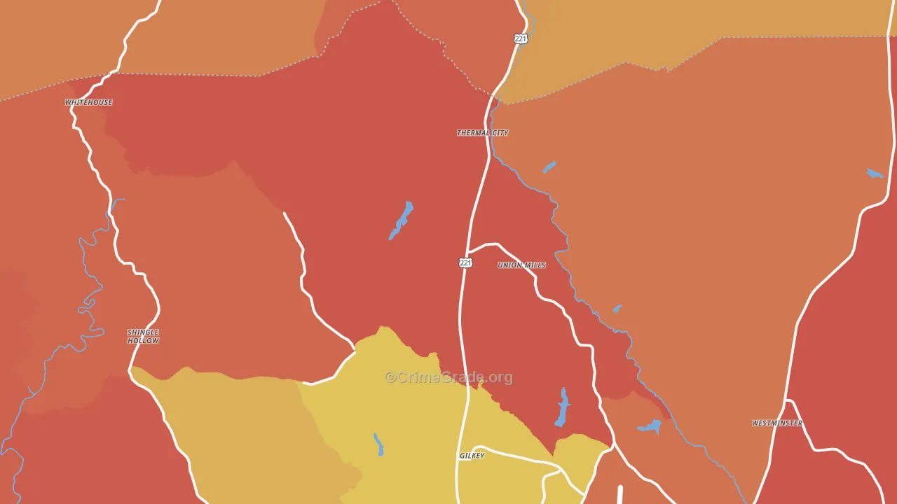 Union Mills, NC Map of Arson Rates