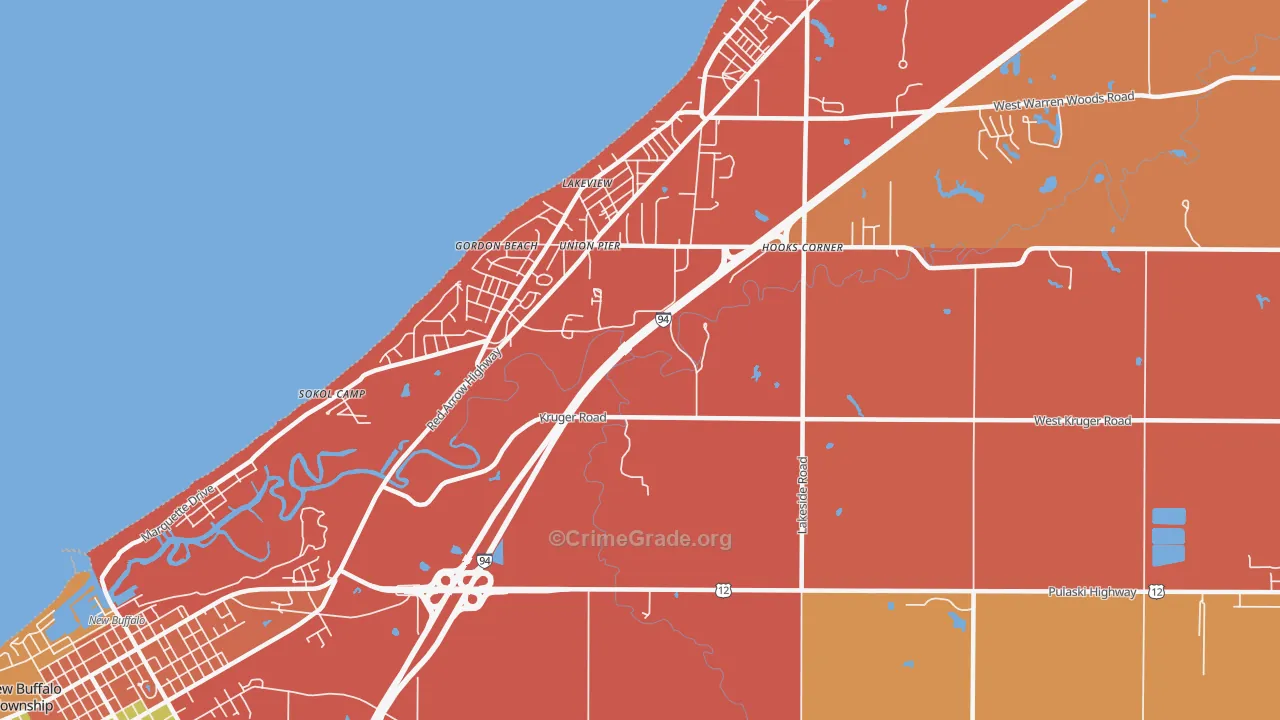 Union Pier, MI Map of Arson Rates