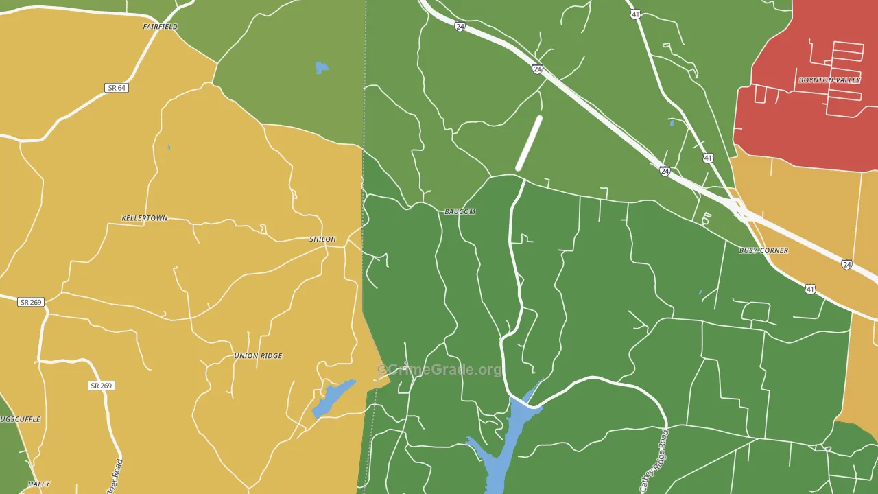 Union Ridge, TN Map of Arson Rates