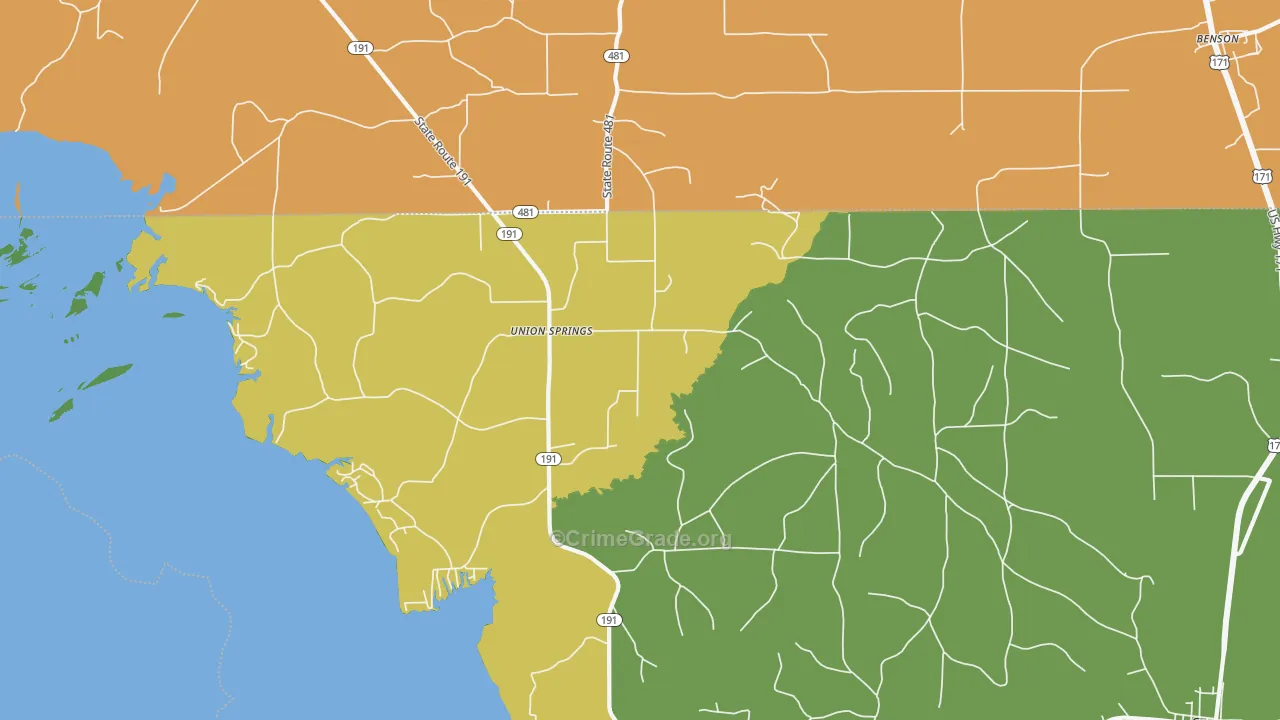 Union Springs, LA Map of Arson Rates
