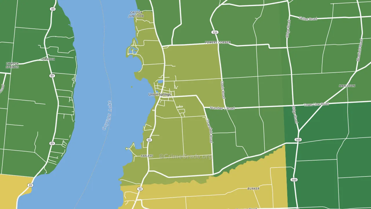 Union Springs, NY Map of Arson Rates