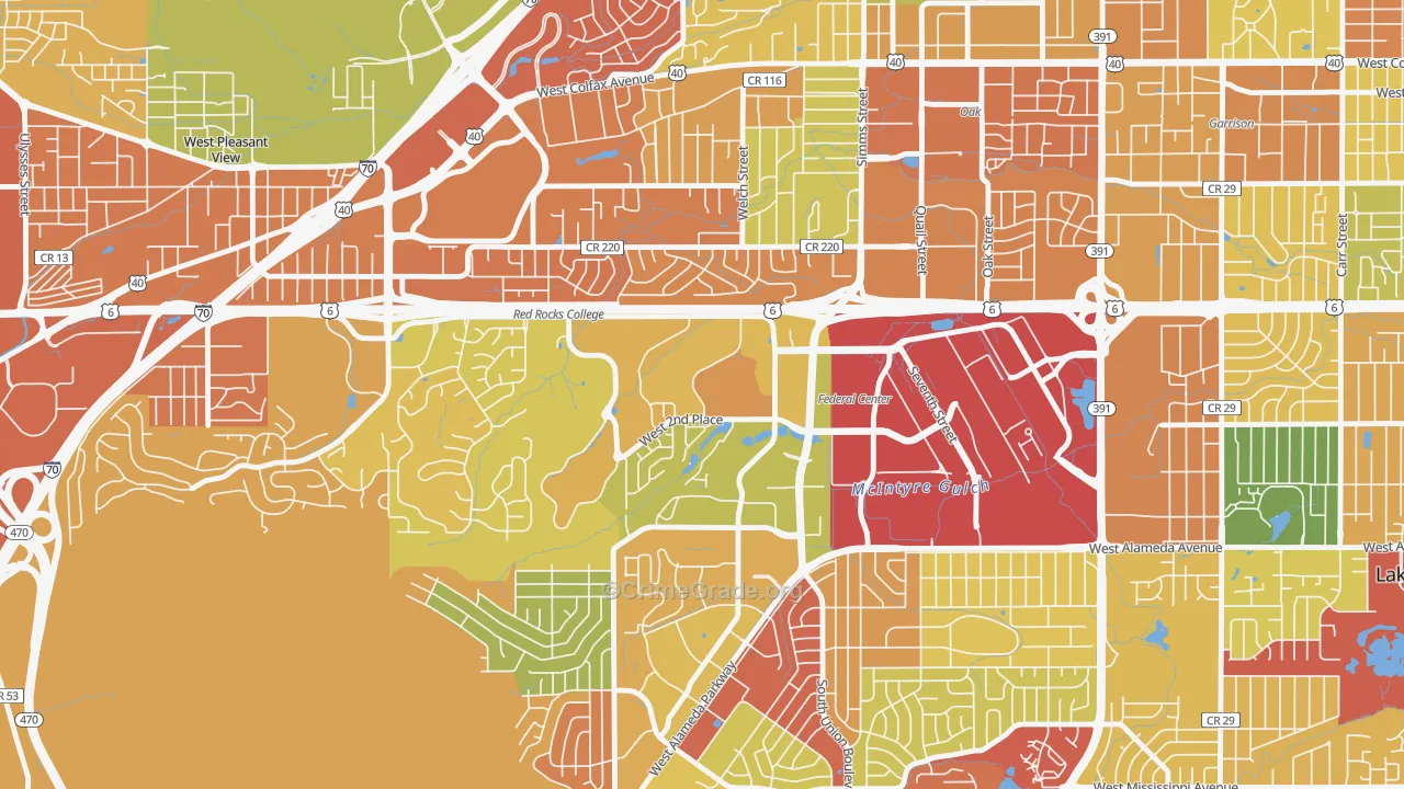 Union Square, Lakewood, CO Map of Arson Rates