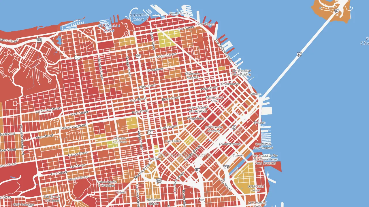 Union Square, San Francisco, CA Map of Arson Rates