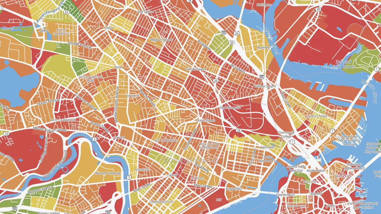 Union Square, Somerville, MA Map of Arson Rates