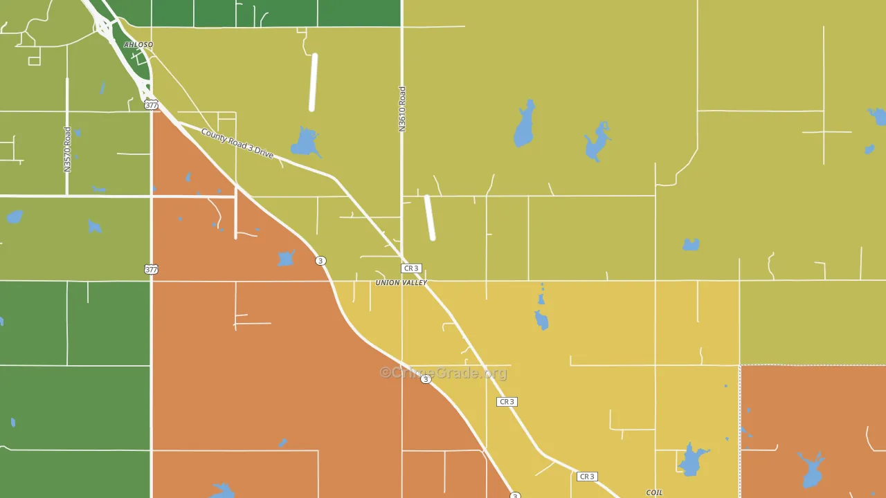 Union Valley, OK Map of Arson Rates