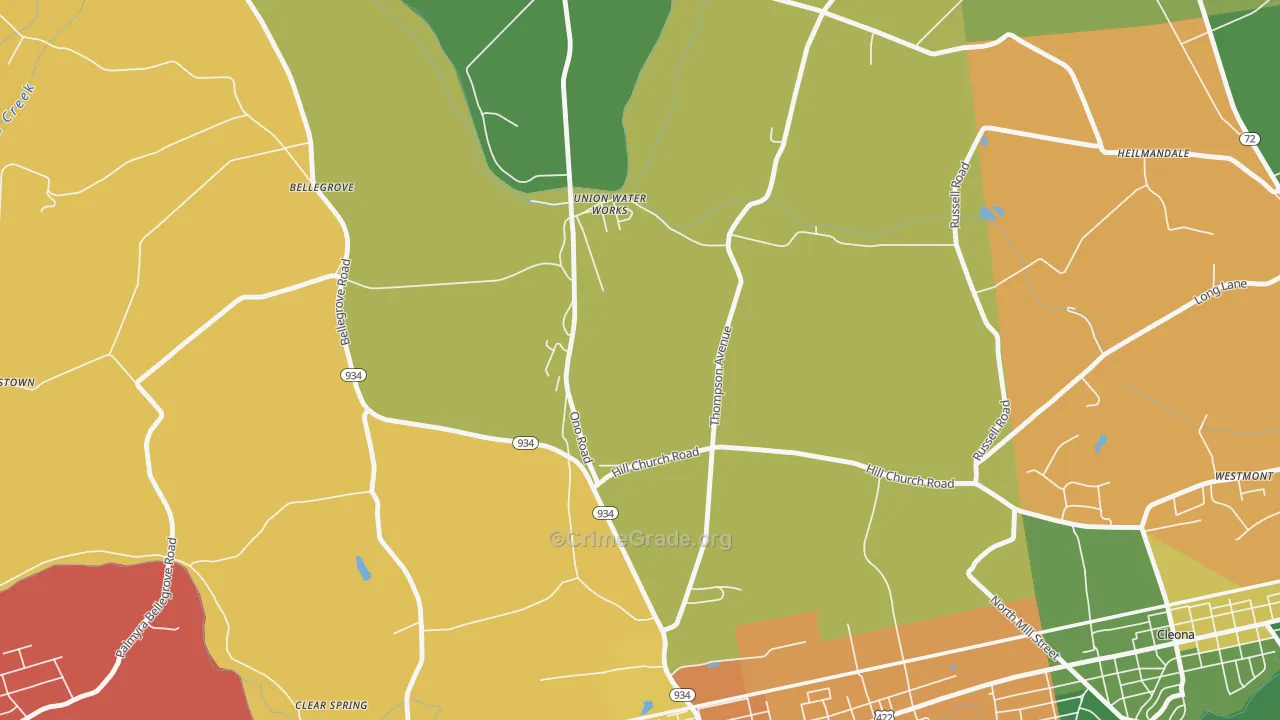 Union Water Works, PA Map of Arson Rates