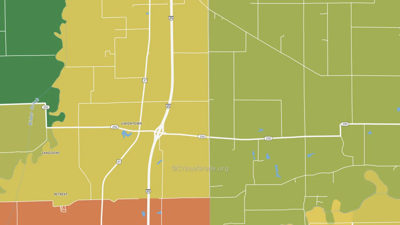 Uniontown, IN Map of Arson Rates