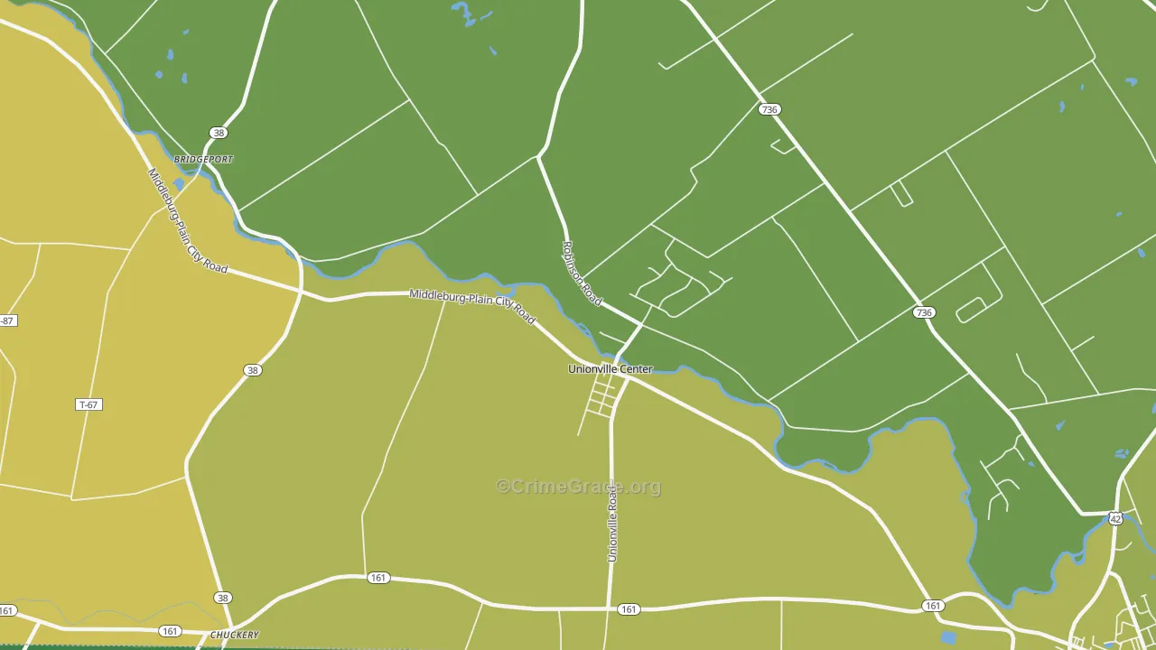 Unionville Center, OH Map of Arson Rates