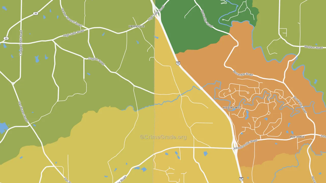 Unionville, GA Map of Arson Rates
