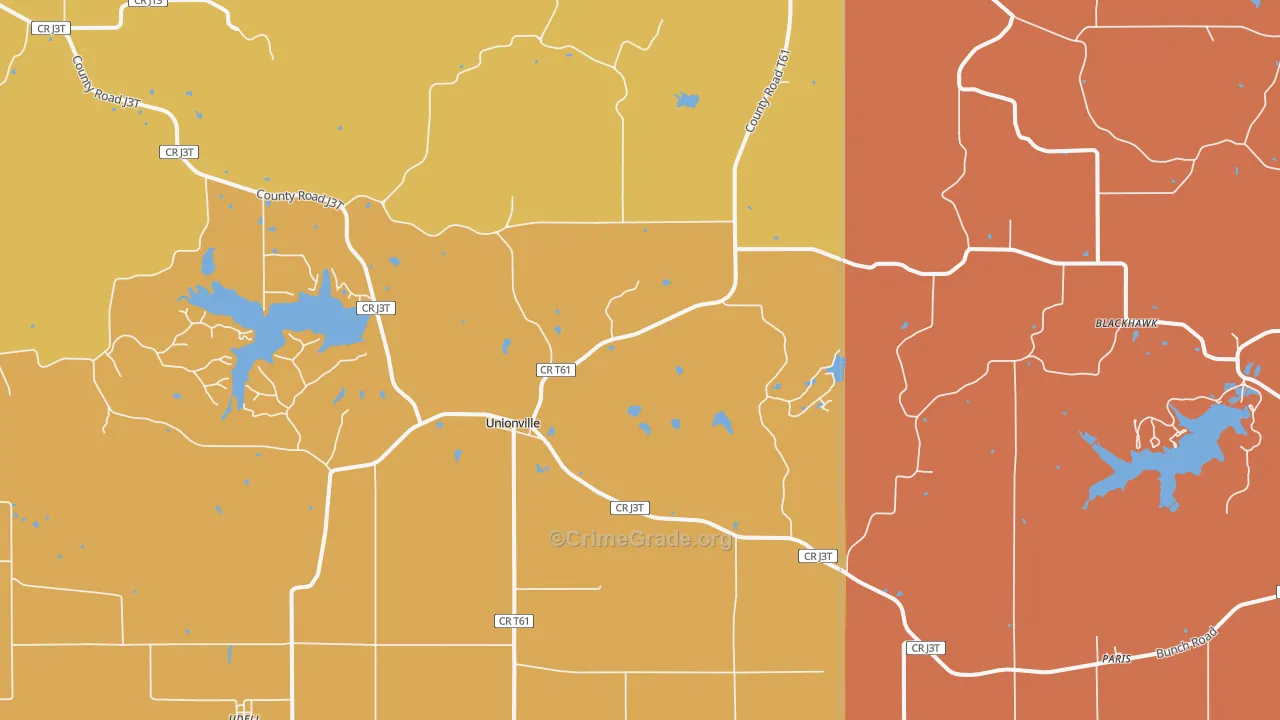 Unionville, IA Map of Arson Rates
