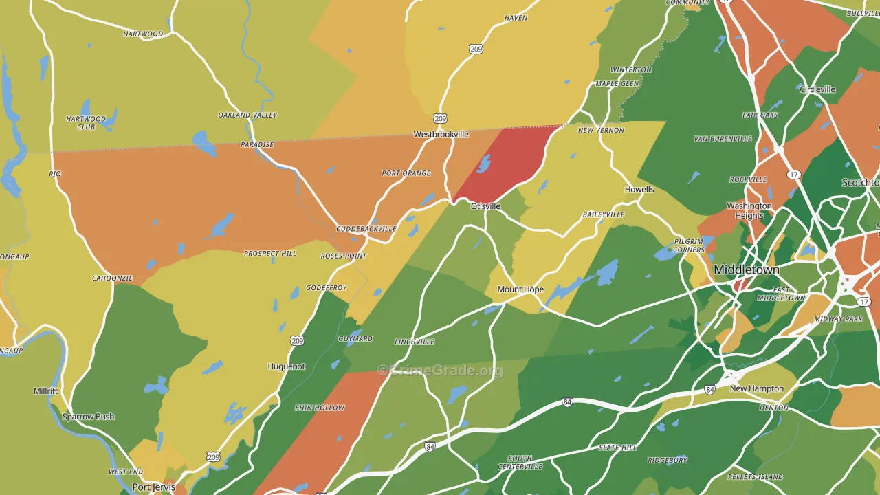Unionville, NY Map of Arson Rates
