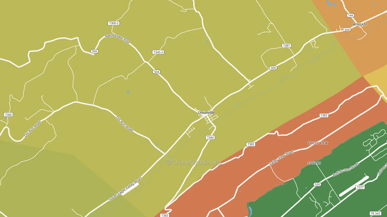 Unionville, PA Map of Arson Rates