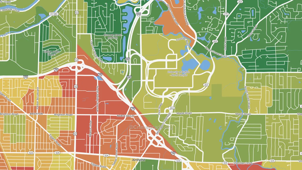 University at Buffalo, NY Map of Arson Rates