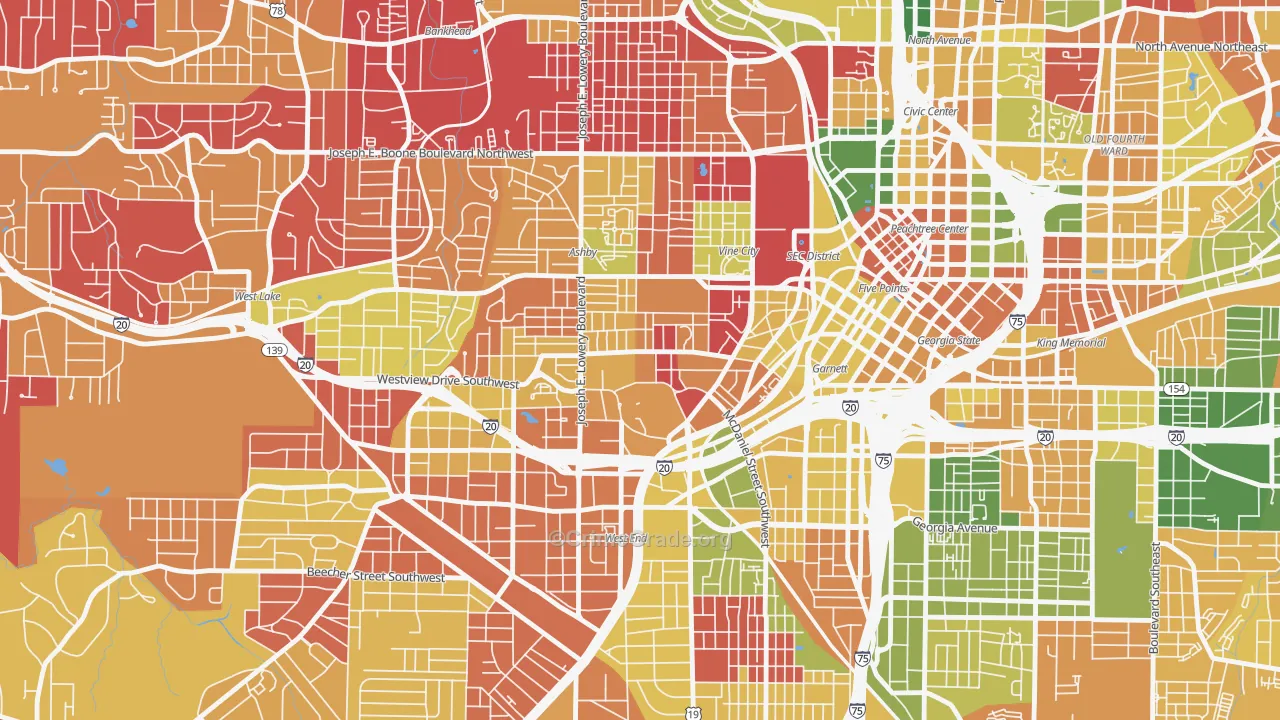 University Center, Atlanta, GA Map of Arson Rates
