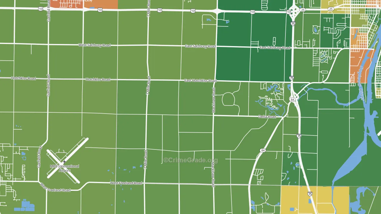 University Center, MI Map of Arson Rates