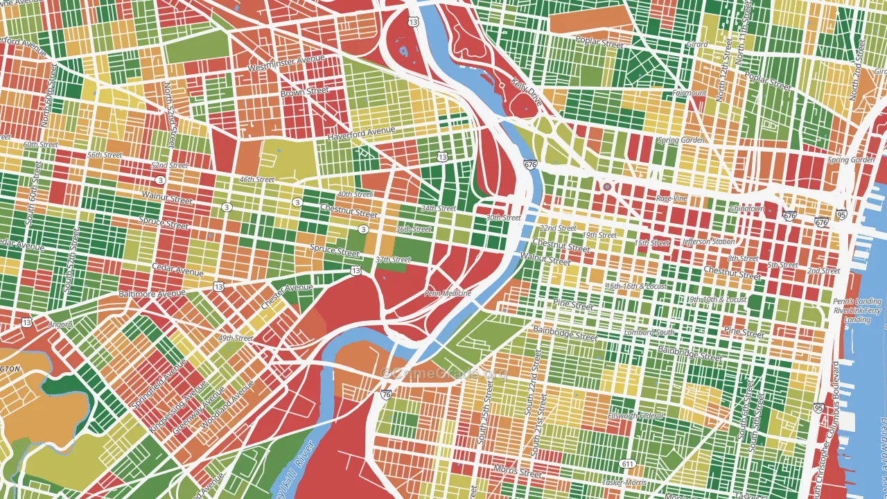 University City, Philadelphia, PA Map of Arson Rates