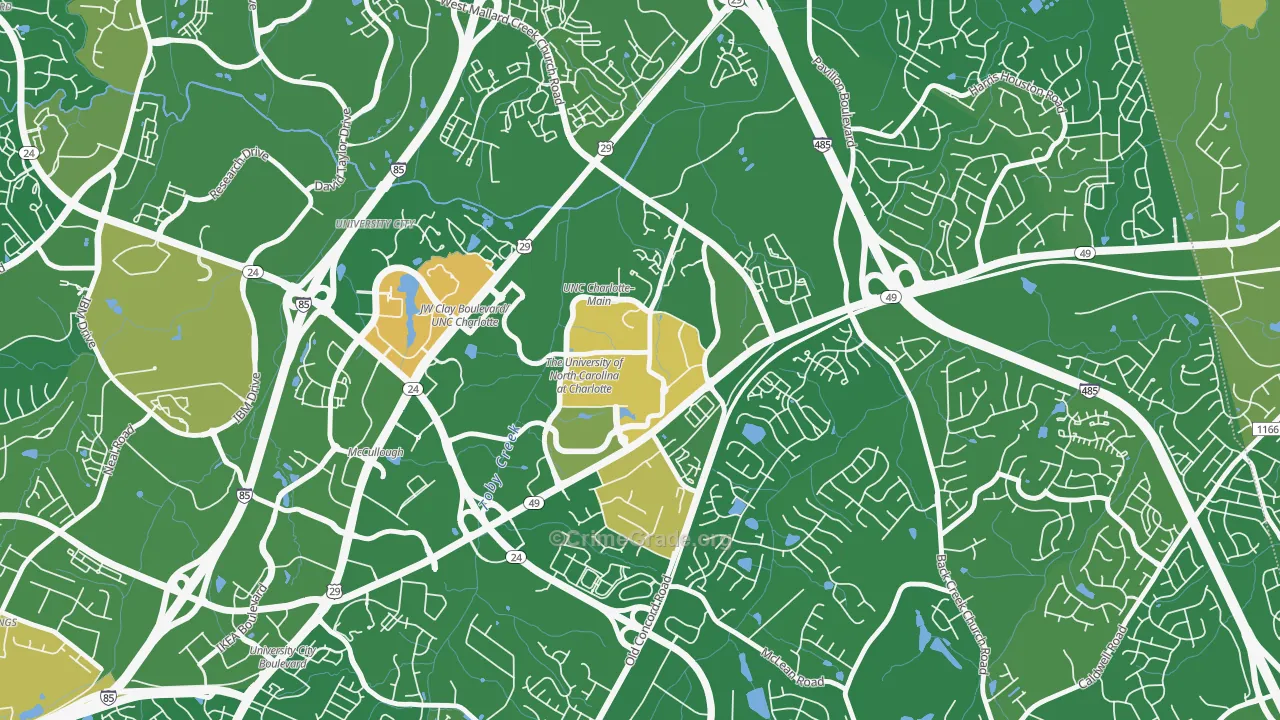 University City South, Charlotte, NC Map of Arson Rates