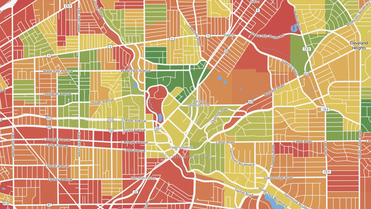 University District, Cleveland, OH Map of Arson Rates