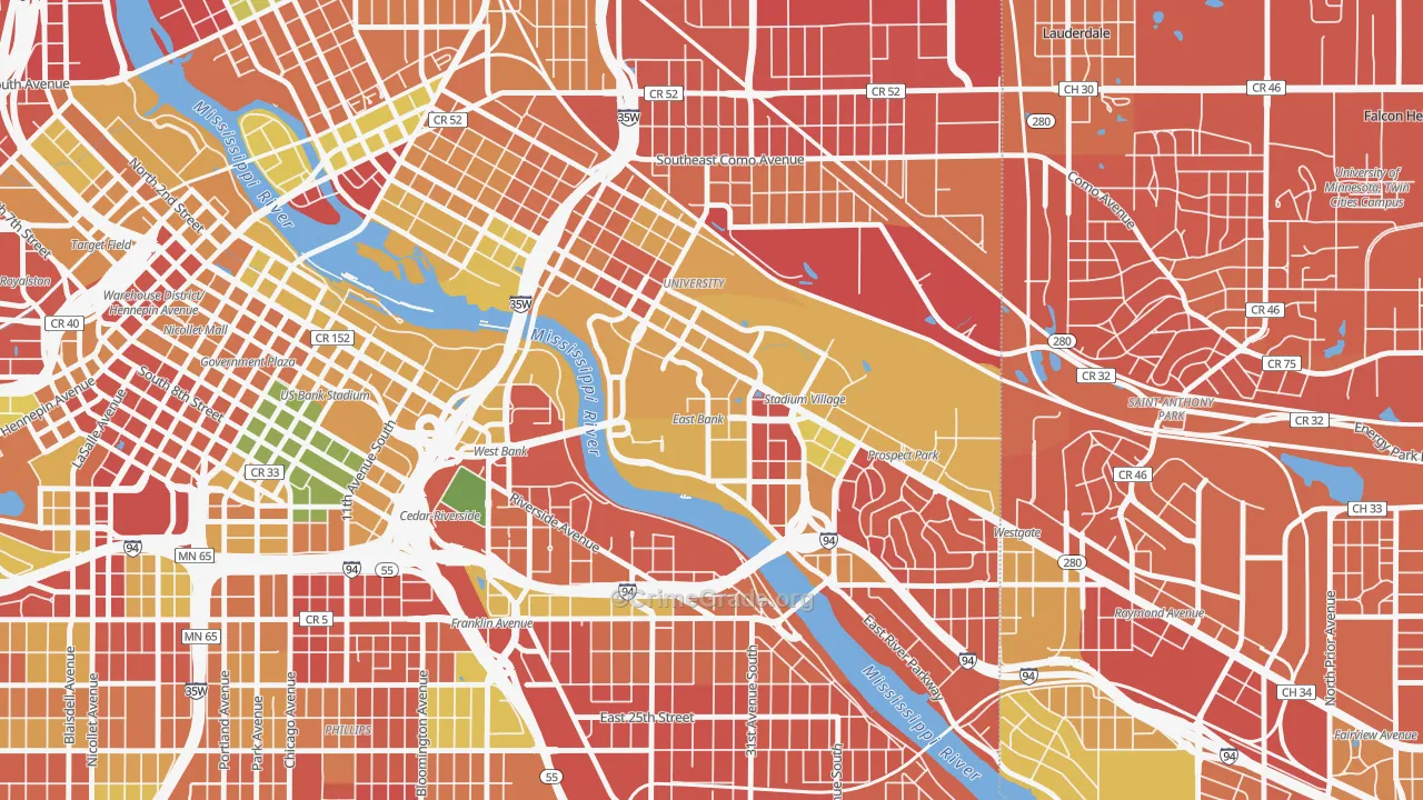 University District, Minneapolis, MN Map of Arson Rates