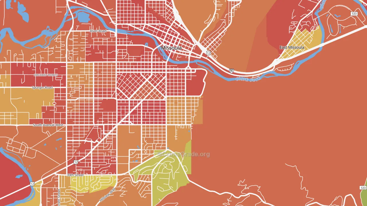 University District, Missoula, MT Map of Arson Rates