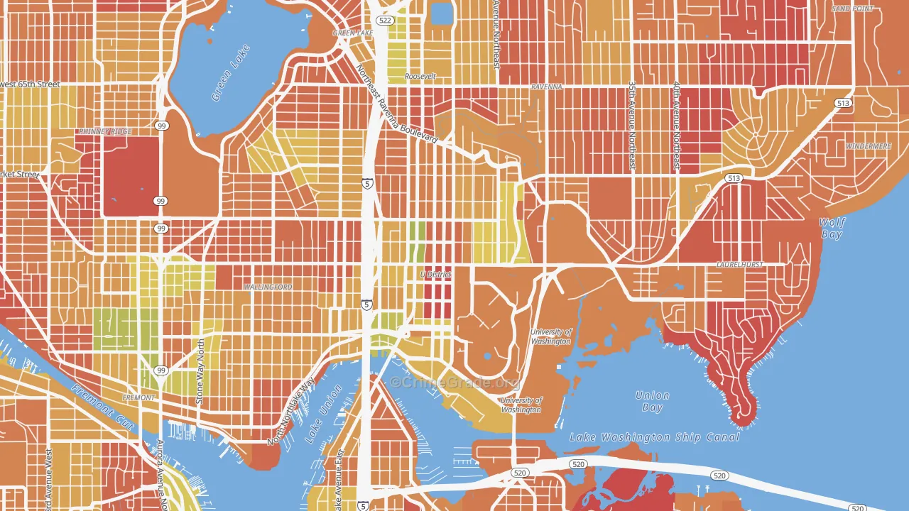 University District, Seattle, WA Map of Arson Rates