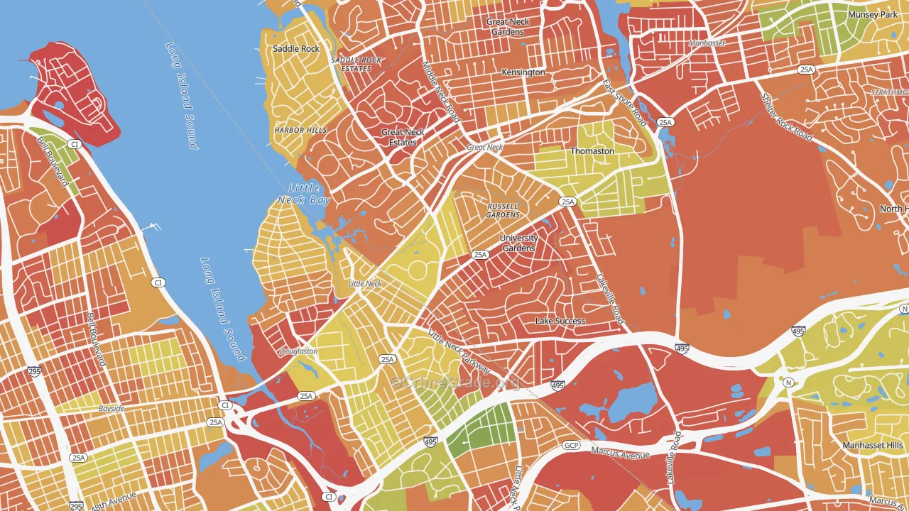 University Gardens, Great Neck, NY Map of Arson Rates