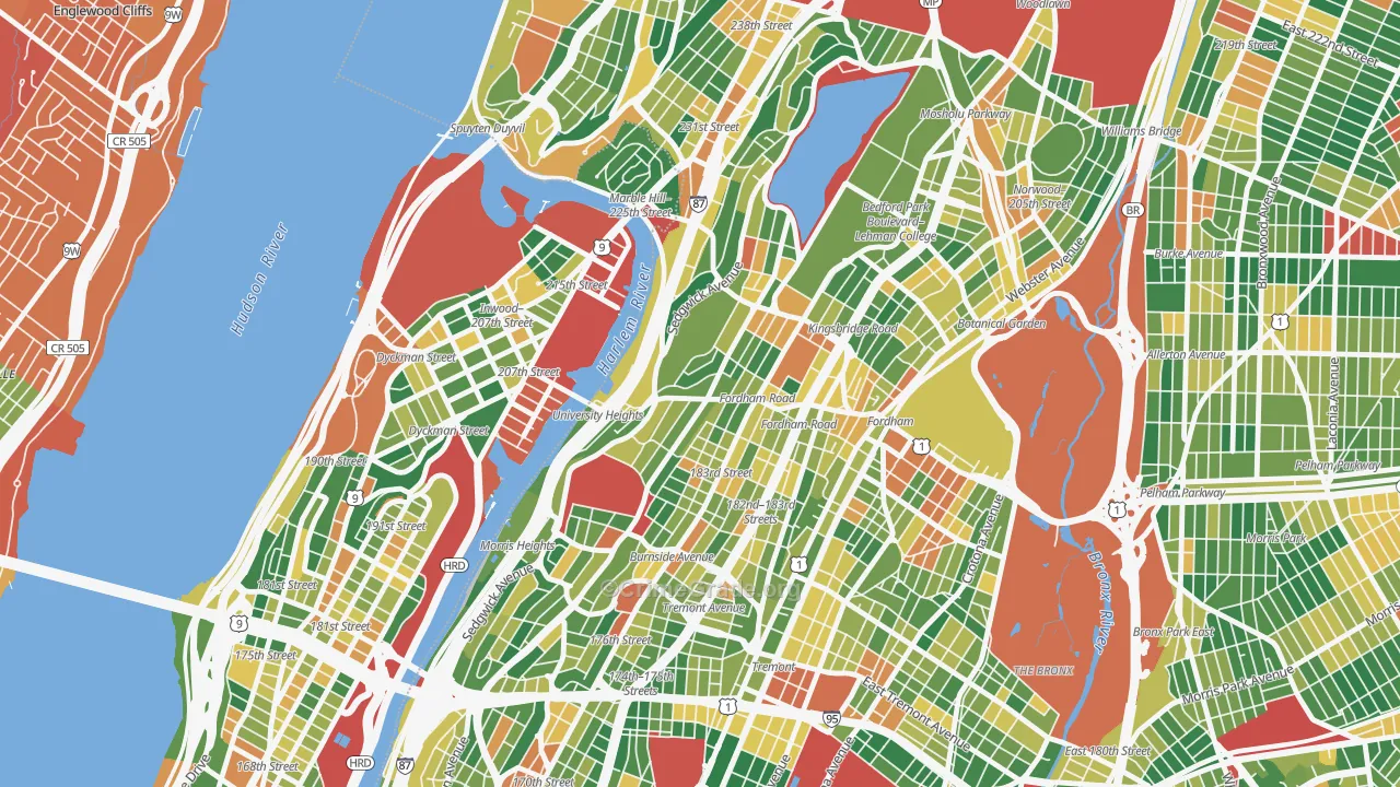 University Heights, Bronx, NY Map of Arson Rates