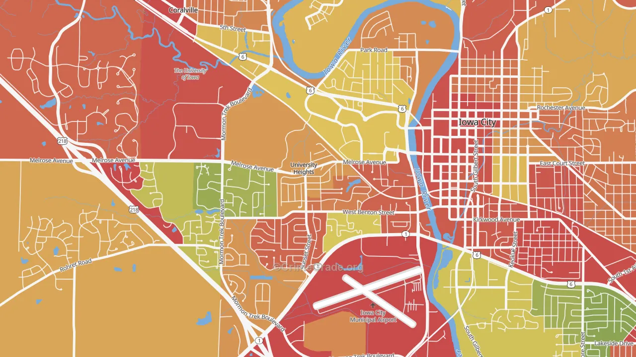 University Heights, IA Map of Arson Rates