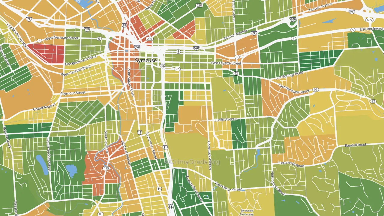 University Hill, Syracuse, NY Map of Arson Rates