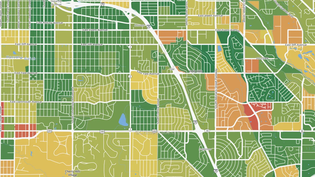 University Hills, Denver, CO Map of Arson Rates