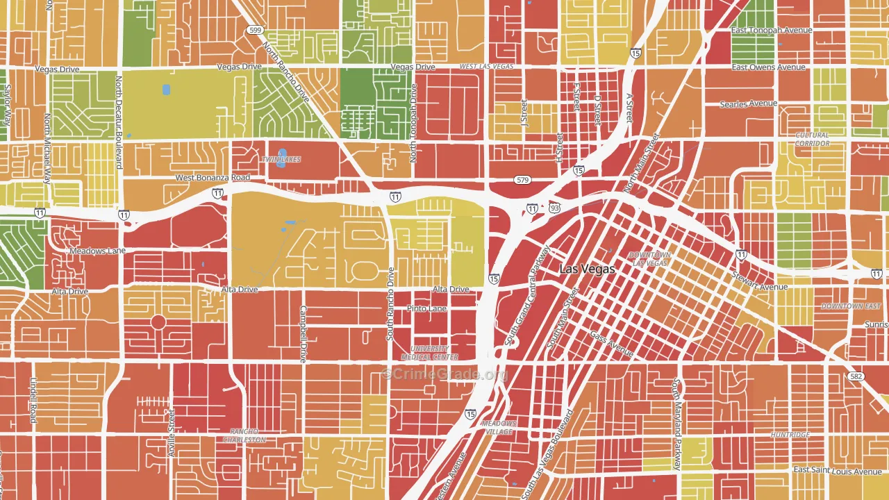 University Medical Center, Las Vegas, NV Map of Arson Rates