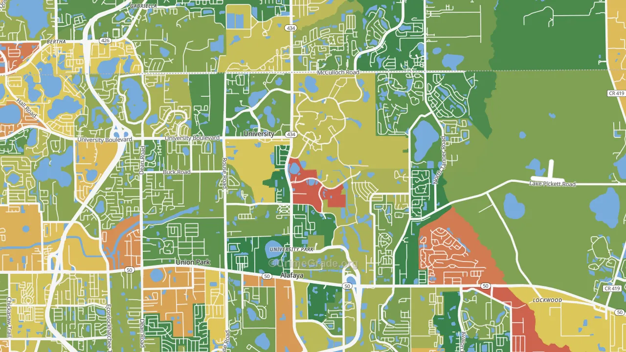 university, Orlando, FL Map of Arson Rates