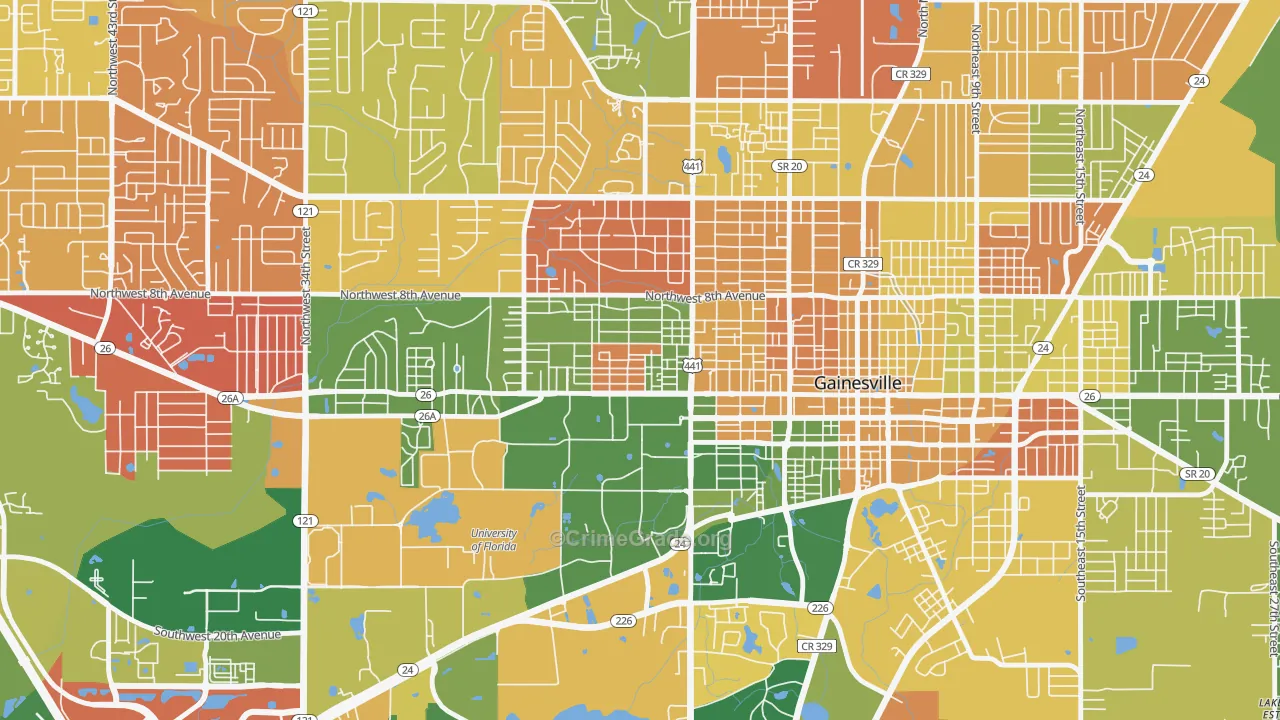 University Park-Gainsville, Gainesville, FL Map of Arson Rates