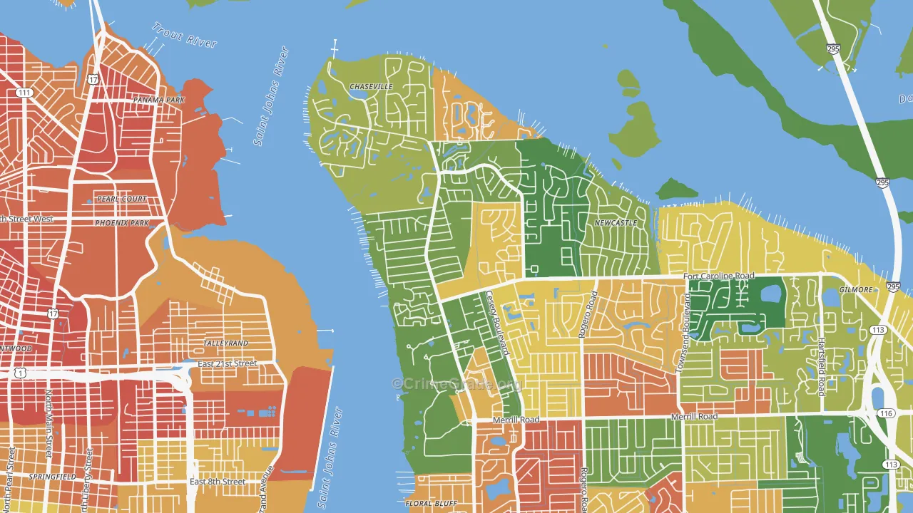 University Park-Jacksonville, Jacksonville, FL Map of Arson Rates