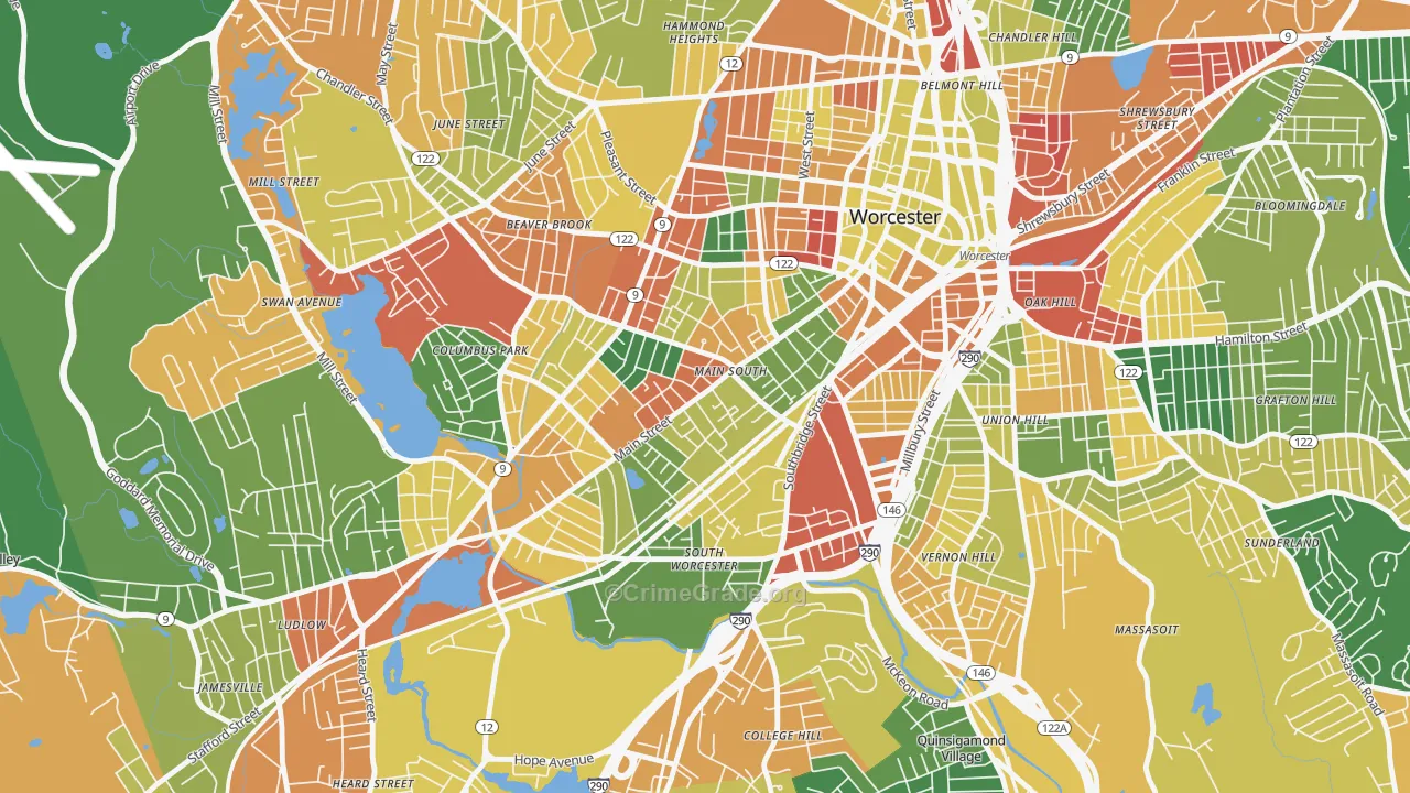 University Park, Worcester, MA Map of Arson Rates