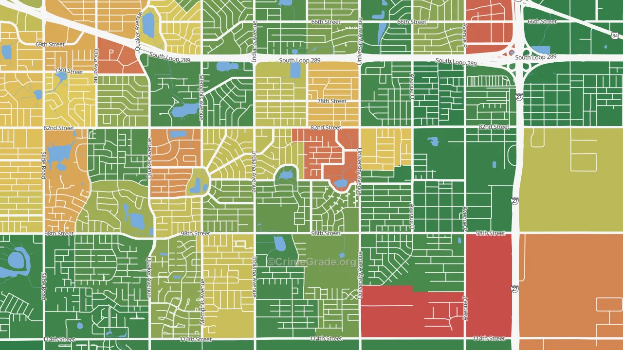 University Pines, Lubbock, TX Map of Arson Rates