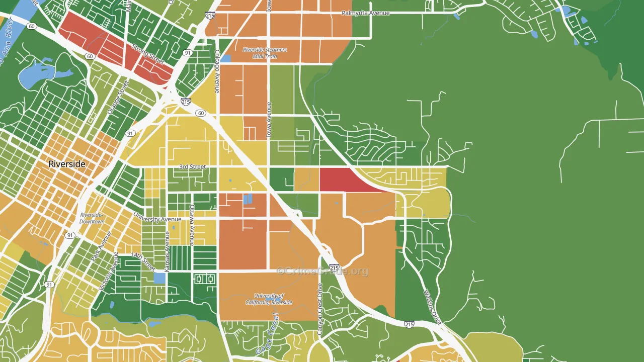 University, Riverside, CA Map of Arson Rates