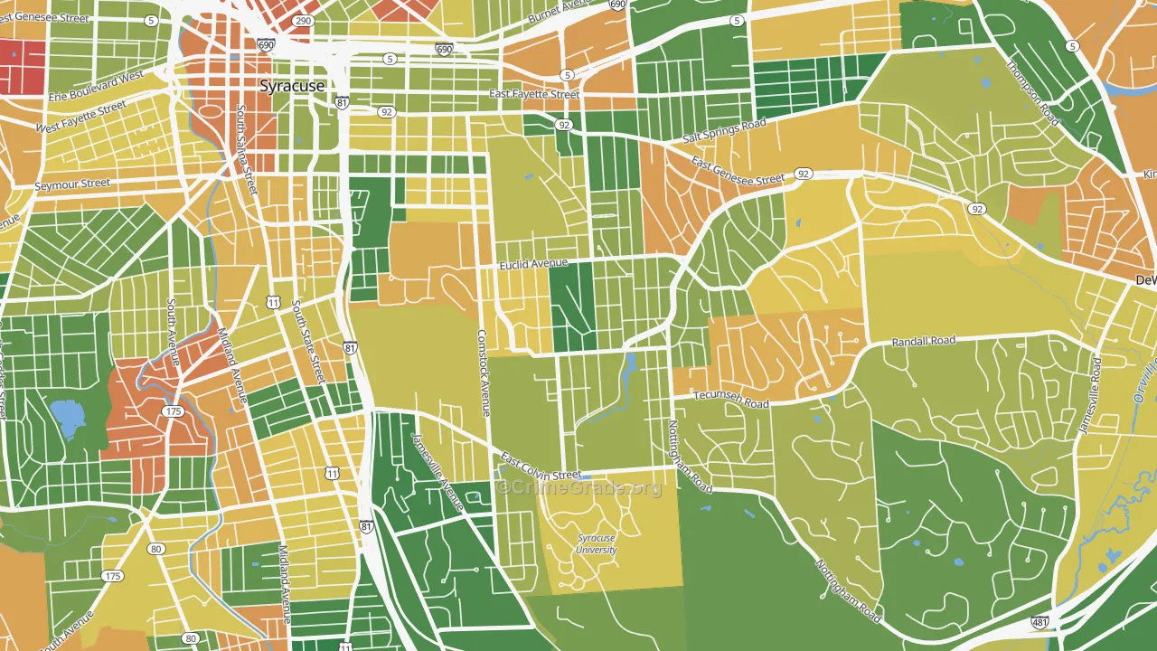 University-Syracuse, Syracuse, NY Map of Arson Rates