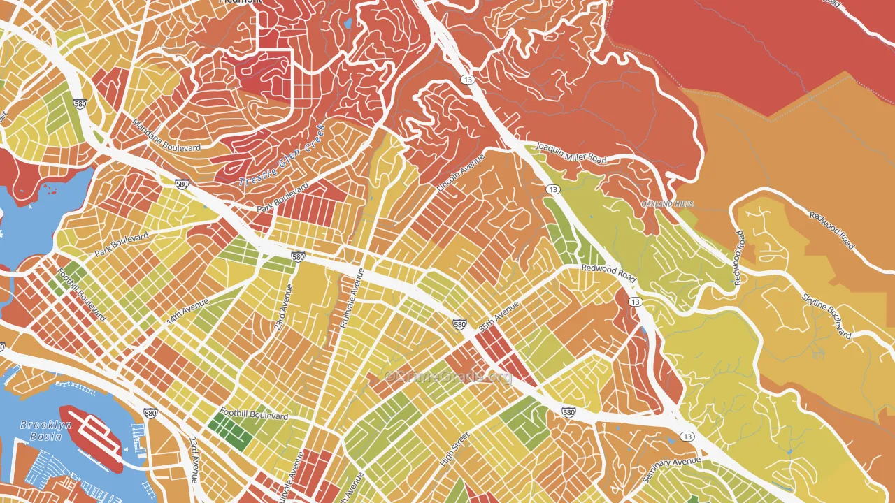 Upper Dimond, Oakland, CA Map of Arson Rates