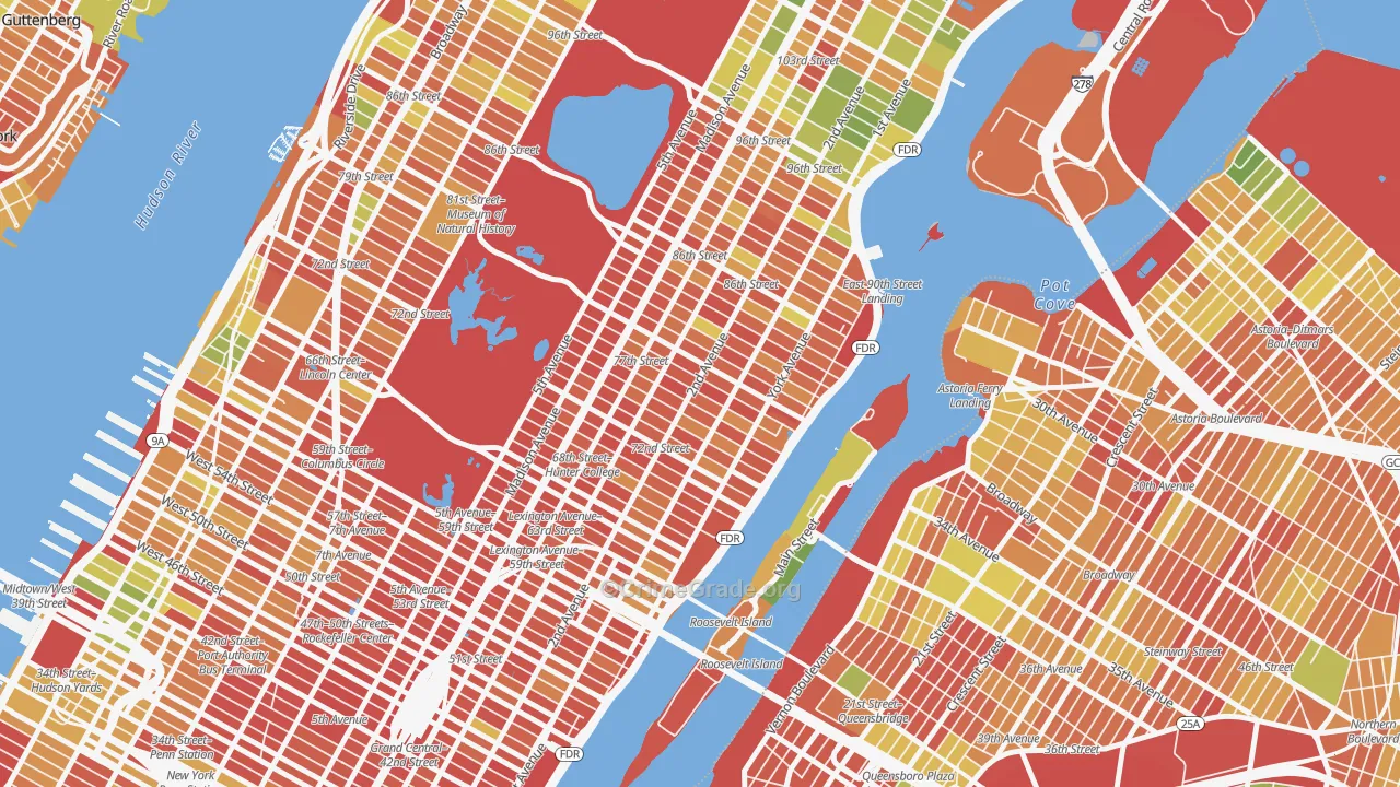 Upper East Side, Manhattan, NY Map of Arson Rates