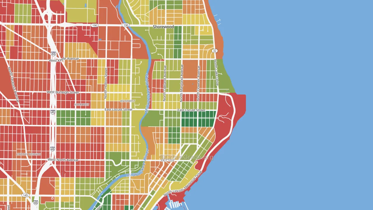 Upper East Side, Milwaukee, WI Map of Arson Rates
