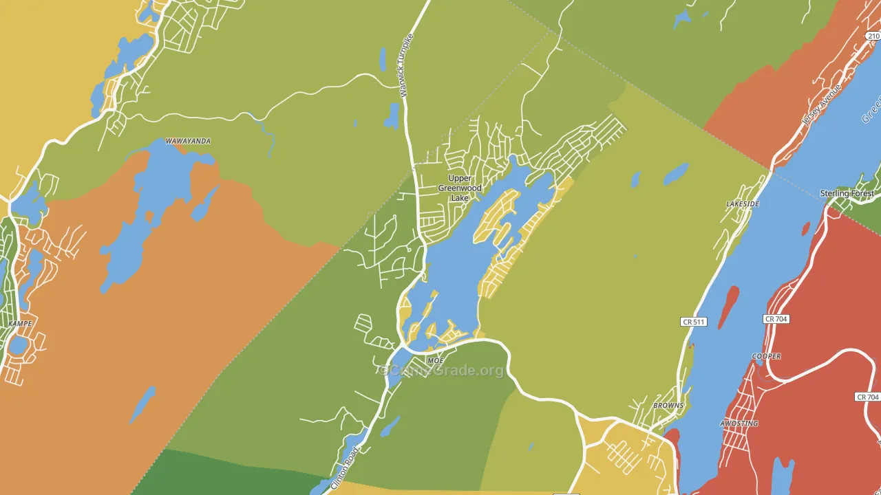 Upper Greenwood Lake, NJ Map of Arson Rates
