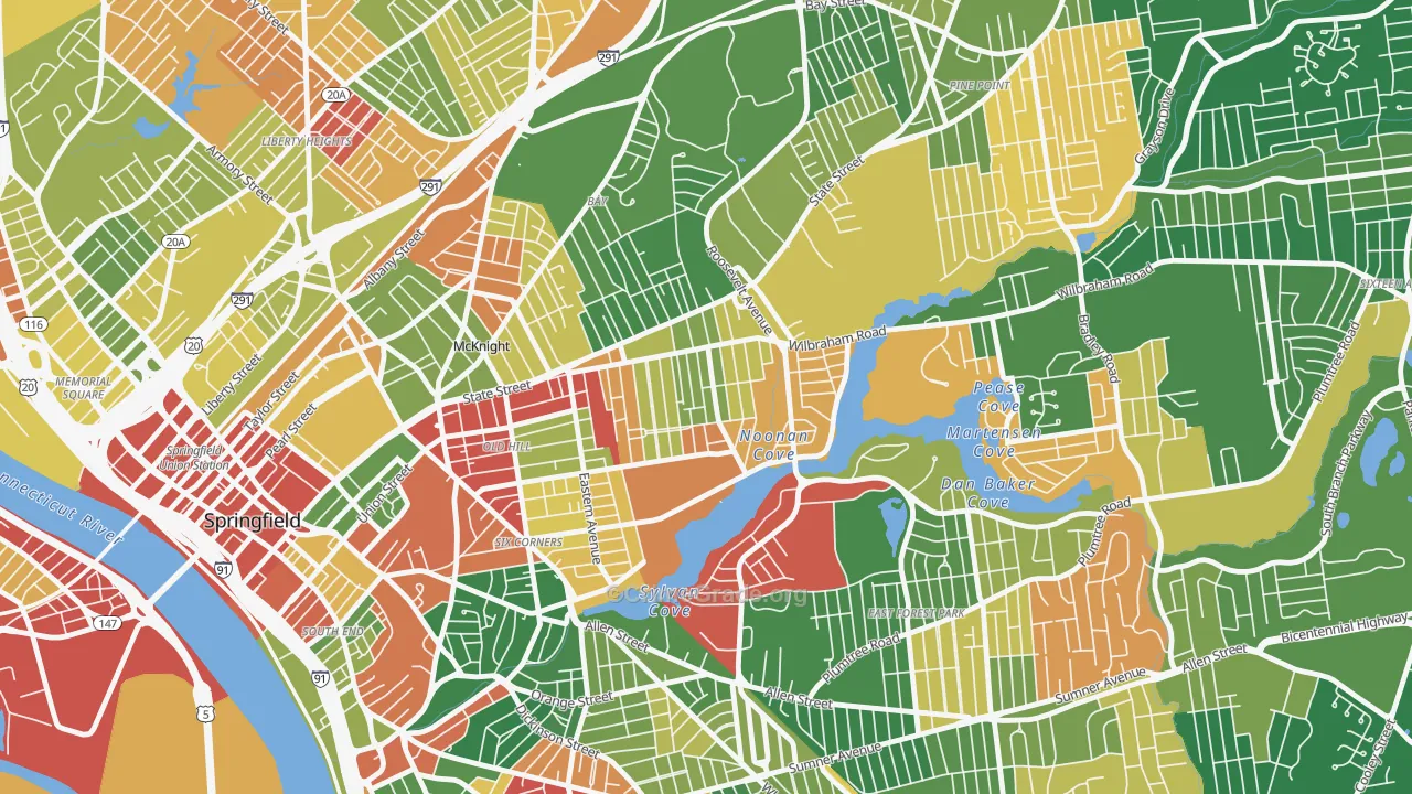 Upper Hill, Springfield, MA Map of Arson Rates