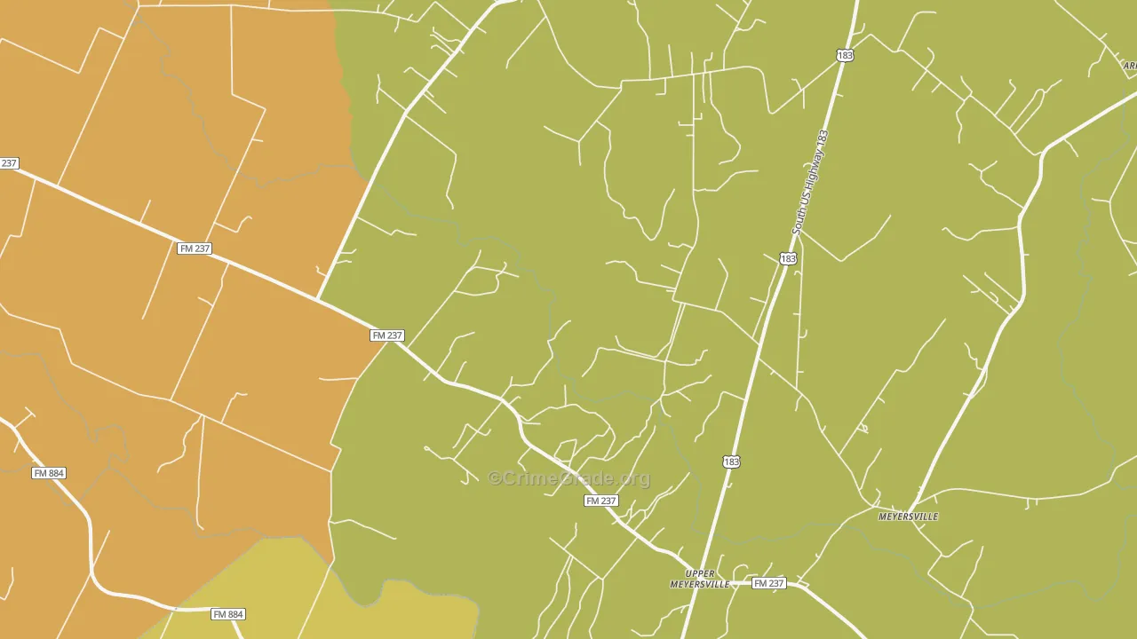 Upper Meyersville, TX Map of Arson Rates