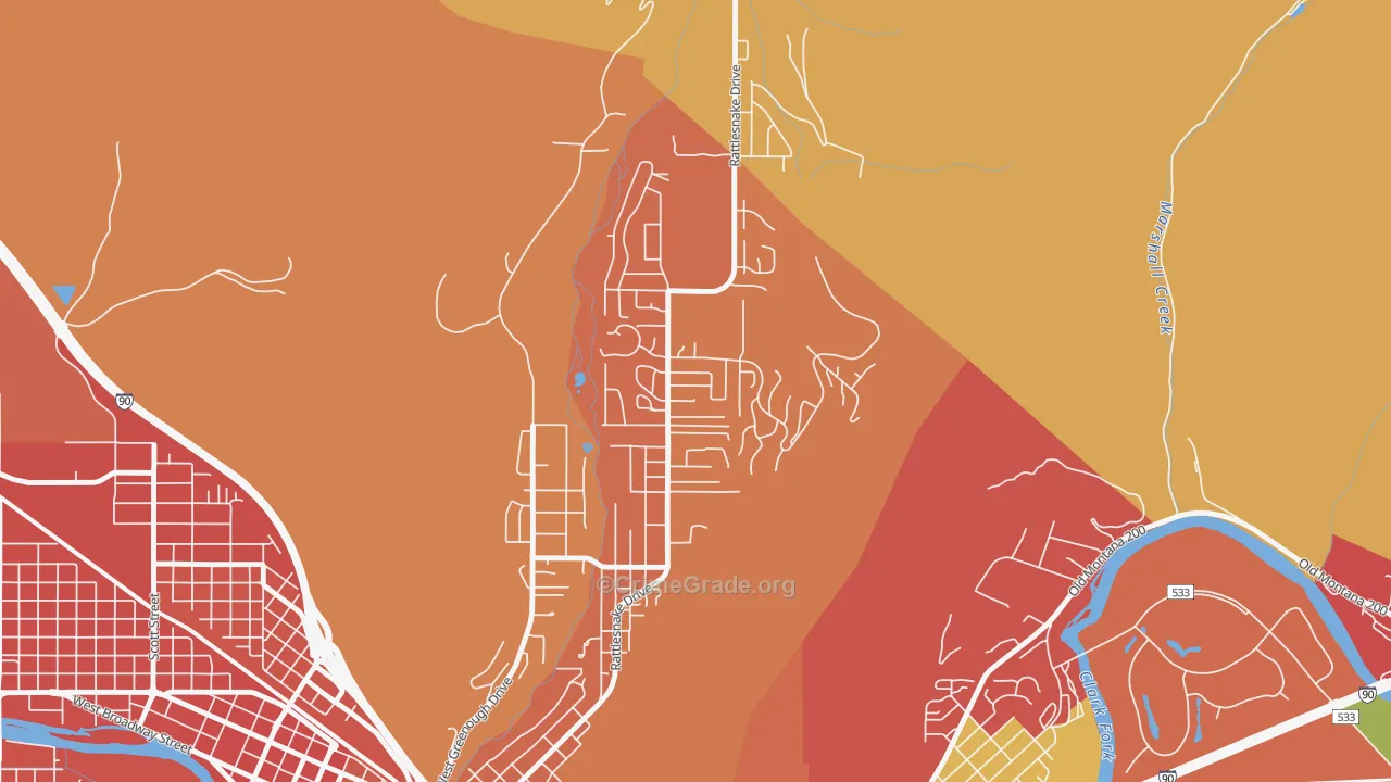 Upper Rattlesnake, Missoula, MT Map of Arson Rates