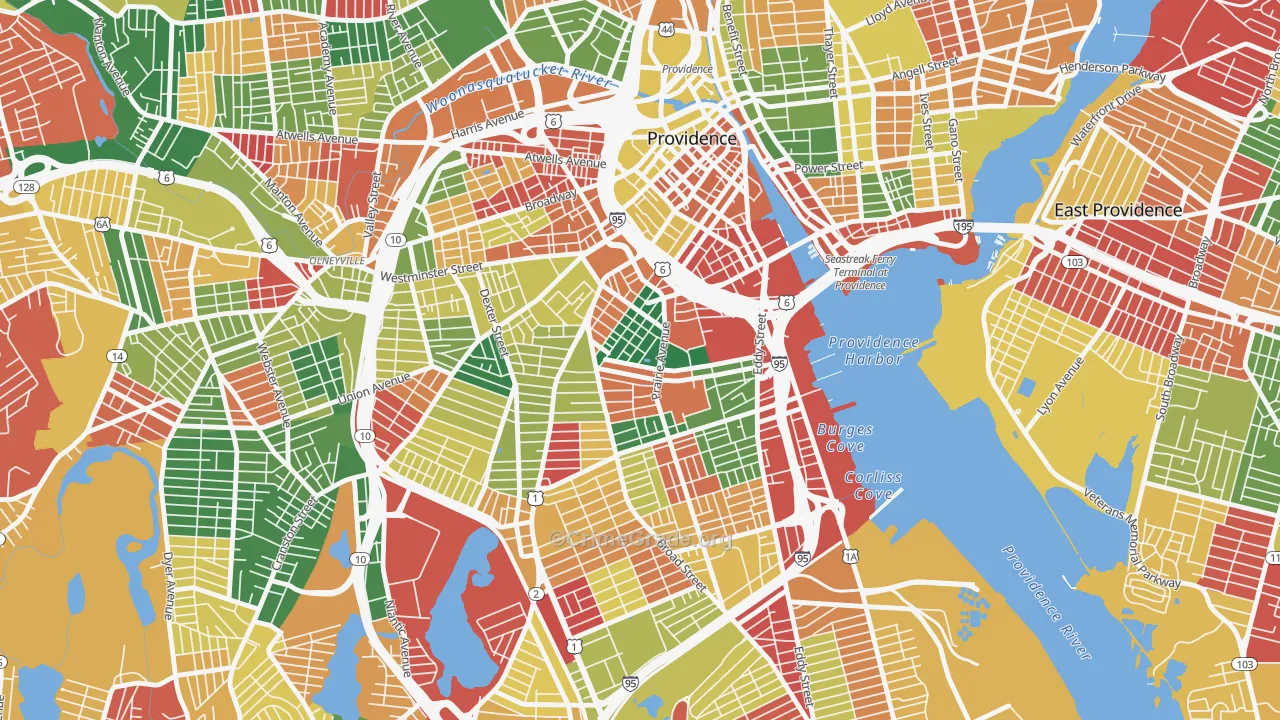 Upper South Providence, Providence, RI Map of Arson Rates