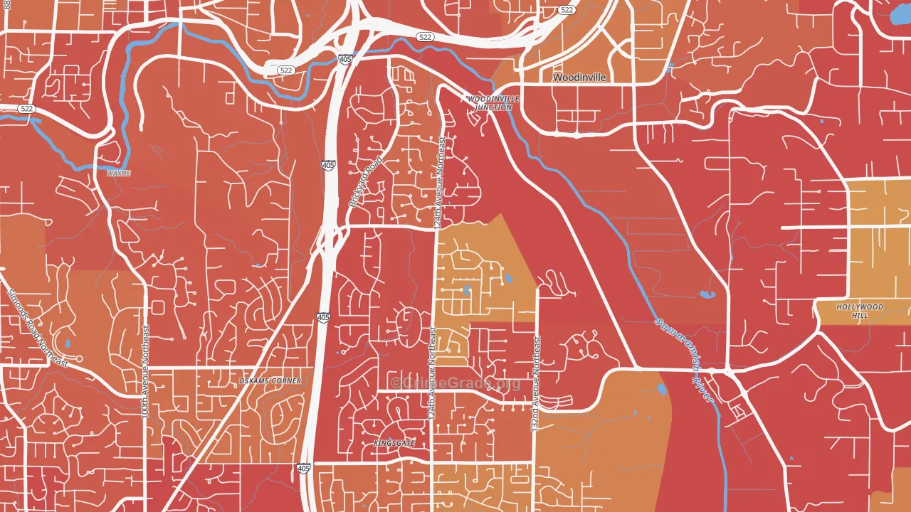 Upper West Ridge, Woodinville, WA Map of Arson Rates