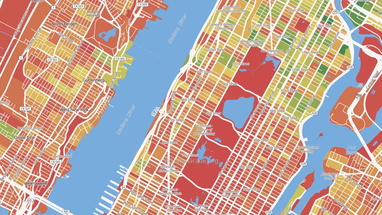Upper West Side, Manhattan, NY Map of Arson Rates