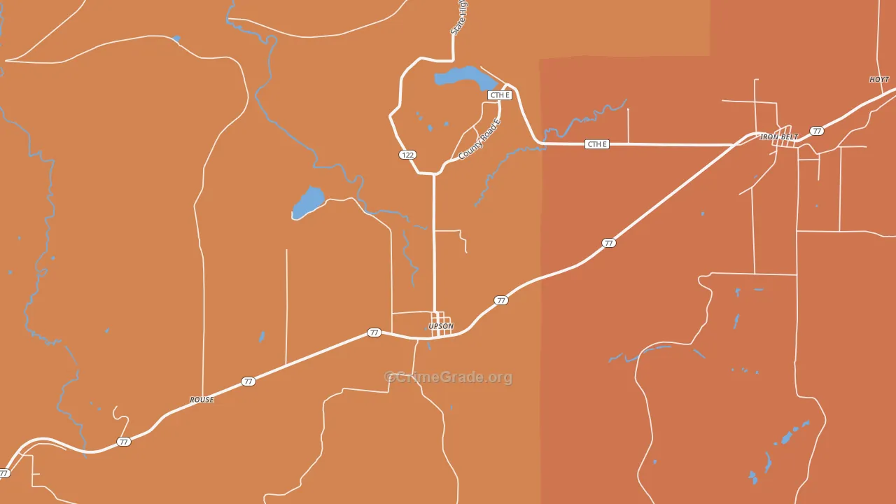 Upson, WI Map of Arson Rates