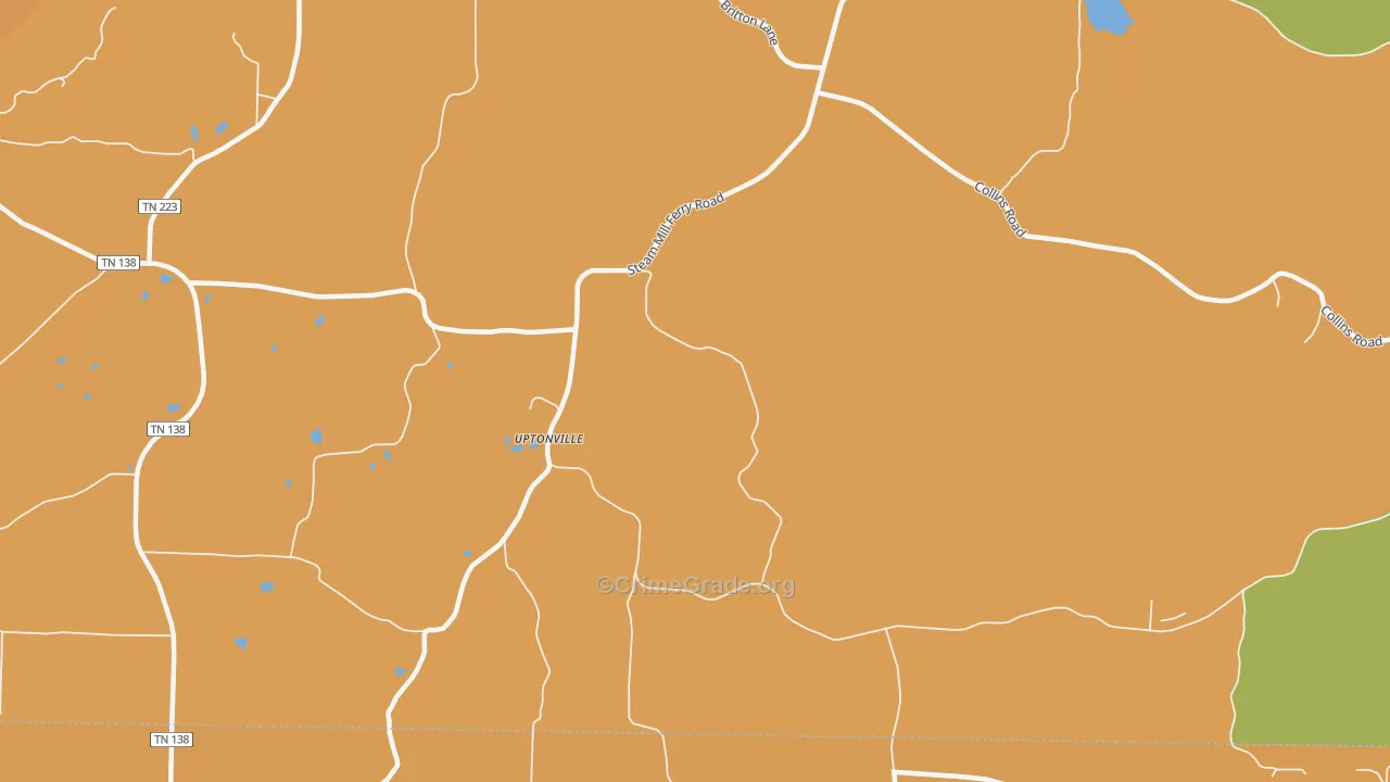 Uptonville, TN Map of Arson Rates